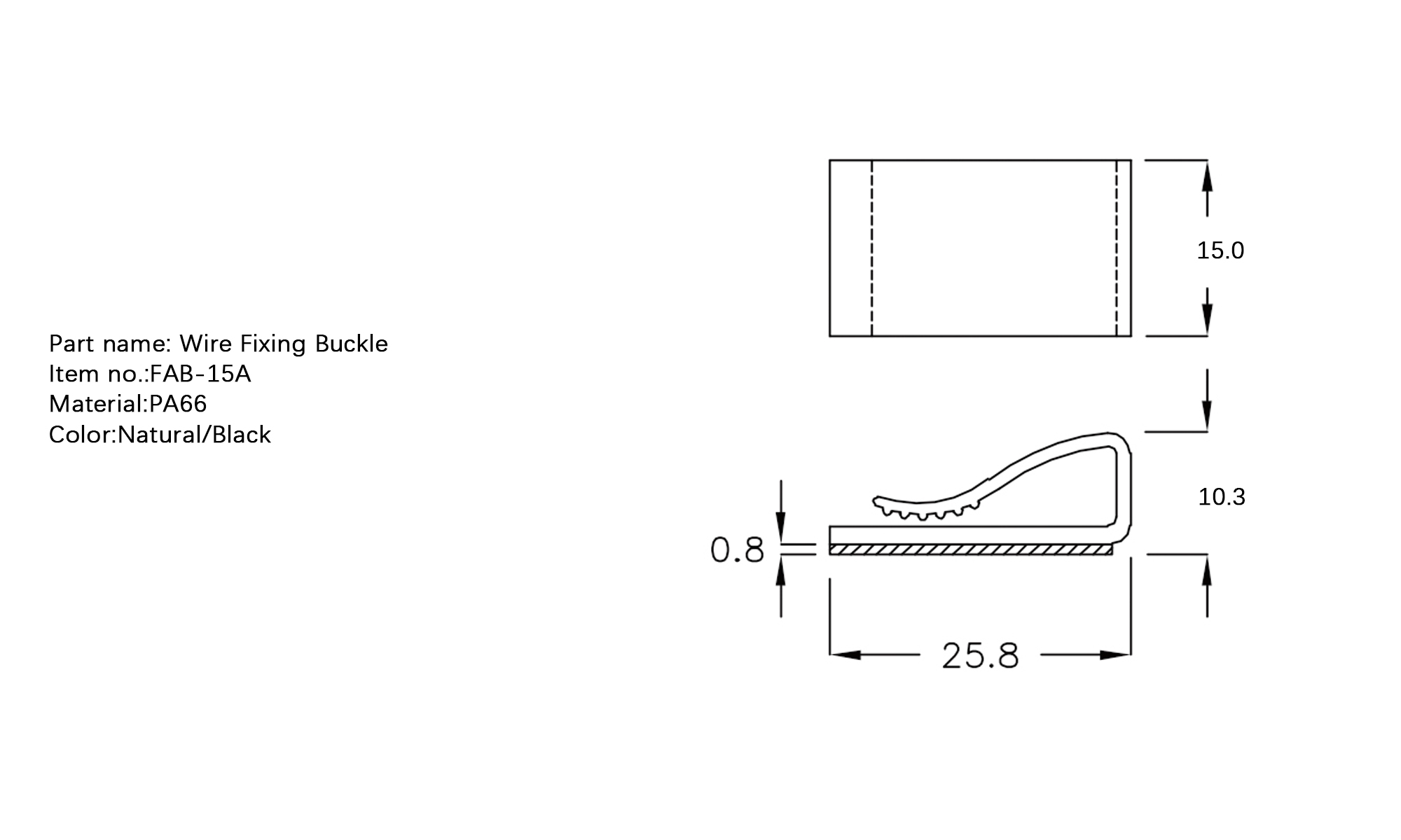 Plastic Flat Cable Clamp FAB-15A